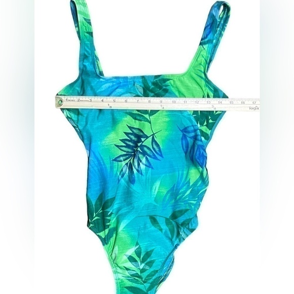 NWT Athena One Piece Tropical Blue & Green Foliage Pattern Swimsuit Size 10 - Picture 11 of 16